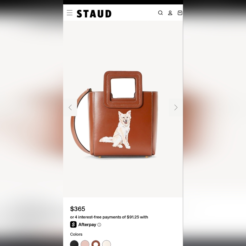 NWT STAUD Cream Mini Shoulder Bag with Black Dog - Picture 11 of 12